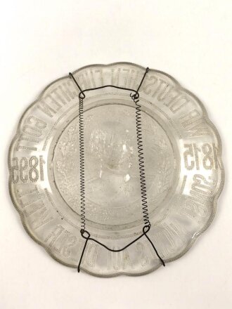 Patriotischer Glasteller "Wir Deutschen fürchten Gott, sonst nichts auf dieser Welt 1815-1895" Durchmesser 23 cm