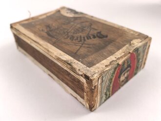 1.Weltkrieg, patriotische Zigarrenverpackung " Deutsche Flotte" Maße etwa 13 x 22 x 6cm, ungereinigt