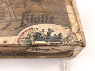 1.Weltkrieg, patriotische Zigarrenverpackung " Deutsche Flotte" Maße etwa 13 x 22 x 6cm, ungereinigt
