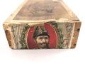 1.Weltkrieg, patriotische Zigarrenverpackung " Deutsche Flotte" Maße etwa 13 x 22 x 6cm, ungereinigt