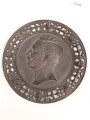 Kaiserreich und 1.Weltkrieg, patriotischer Eisenguß Wandschmuck, Darstellend Wilhelm II. Durchmesser 18cm, guter Zustand
