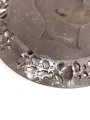 Kaiserreich und 1.Weltkrieg, patriotischer Eisenguß Wandschmuck, Darstellend Wilhelm II. Durchmesser 18cm, guter Zustand