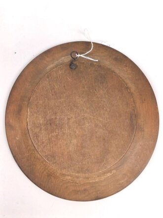 1.Weltkrieg, hölzerner Wandschmuck " Gruss aus Warschau 1914-1918" Durchmesser 17cm
