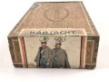 1.Weltkrieg, patriotische Zigarrenverpackung " Habt acht" Maße etwa 15x 24 x 6,5cm. defekt, ungereinigt