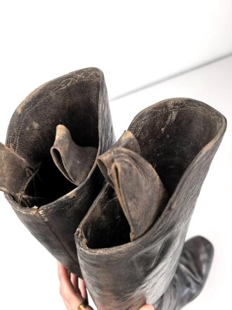 Kaiserreich und 1. Weltkrieg, paar Stiefel für berittene Mannschaften. In gutem Zustand, Kammerqualität, Sohlenlänge 28,5cm