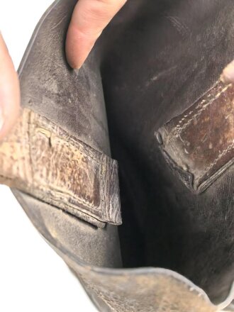 Paar Stiefel Mannschaftsstiefel mit Holzsohle, höchstwahrseinlich aus der zeit des 1. Weltkrieg. Ungereinigt, Sohlenlänge knapp 31cm
