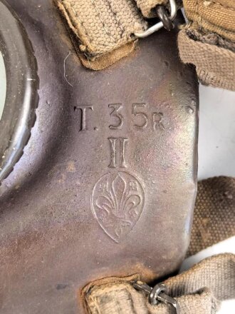 Italien 2. Weltkrieg, Gasmaske Modell T.35R. Gummi weich