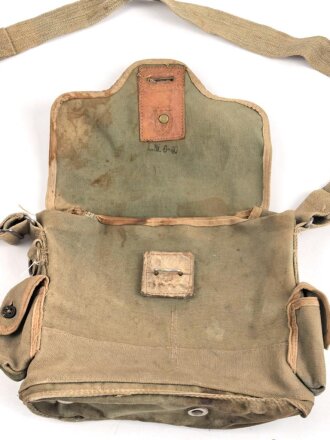 Frankreich 2. Weltkrieg, Gasmaskentasche/Musette für ANP31 , datiert 1940, gebraucht