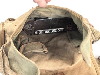 Frankreich 2. Weltkrieg, Gasmaskentasche/Musette für ANP31 , datiert 1940, gebraucht