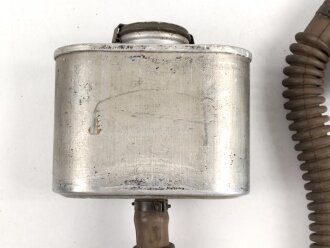 Belgien Armeegasmaske SACIC  BB 1934 mit Schlauch und Filter. Alles in gutem Zustand