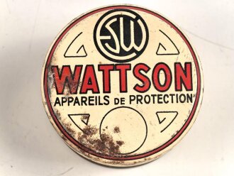 Belgien, zwei Blechdosen für Gasmaske Wattson Modell 2