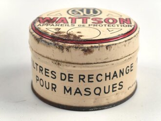 Belgien, zwei Blechdosen für Gasmaske Wattson Modell 2