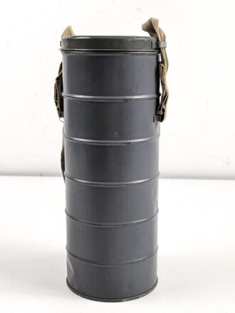 Belgien Gasmaske L-702 mit Filter in Bereitschaftsbüchse, Originallack