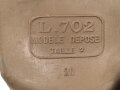 Belgien Gasmaske L-702 mit Filter in Bereitschaftsbüchse, Originallack