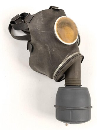 Frankreich 2.Weltkrieg , Gasmaske für Zivilbevölkerung Modell TC38 Securit B,  mit Filter .
