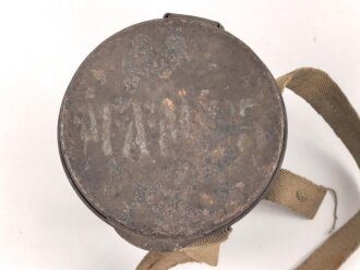 Frankreich 1.Weltkrieg , Bereitschaftsbüchse zur Gasmaske A.R.S. (Appareil Respiratoire Spécial) Originallack