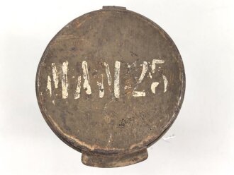 Frankreich 1.Weltkrieg , Bereitschaftsbüchse zur Gasmaske A.R.S. (Appareil Respiratoire Spécial) Originallack