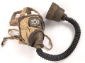 Frankreich 2.Weltkrieg , Gasmaske A.N.P. T 31 (Appareil Normal de Protection Type 31) mit Schlauch und Filter. Guter Zustand