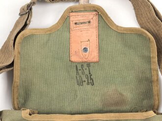Frankreich 2. Weltkrieg, Gasmaskentasche/Musette für ANP31 , datiert 1940, gebraucht
