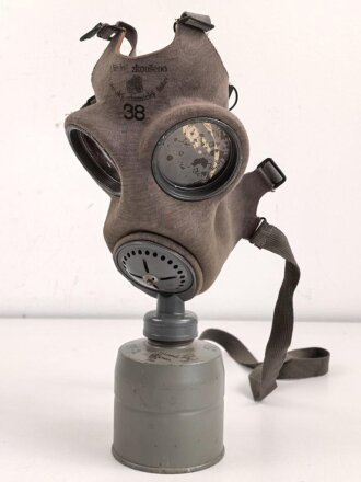 Tschechoslowakei 2.Weltkrieg, Gasmaske VZ35 mit Filter