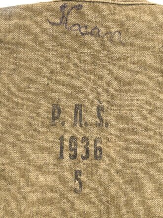Tschechoslowakei 2.Weltkrieg, Bereitschaftstasche für eine Gasmaske VZ33 und 35. Guter Zustand, datiert 1936