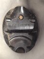 Luftschutz III.Reich, tschechische Gasmaske FM-3 mit Filter in Bereitschaftsbüchse, als Beute vereinnahmt und an den Luftschutz ausgegeben