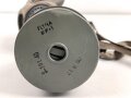 Luftschutz III.Reich, tschechische Gasmaske VZ35 mit Filter in Bereitschaftsbüchse, als Beute vereinnahmt und an den Luftschutz ausgegeben