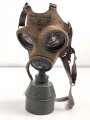 Luftschutz III.Reich, tschechische Gasmaske VZ35 mit Filter , als Beute vereinnahmt und an den Luftschutz ausgegeben