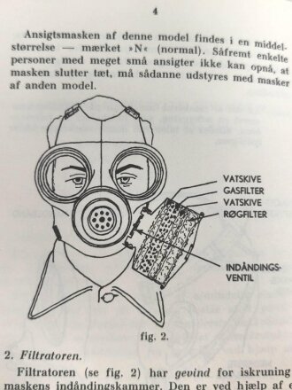 Dänemark, Bedienungsanleitung für die Schutzmaske M/45, datiert 1967, 12 Seiten, DIN A6
