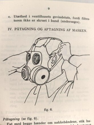 Dänemark, Bedienungsanleitung für die Schutzmaske M/45, datiert 1967, 12 Seiten, DIN A6