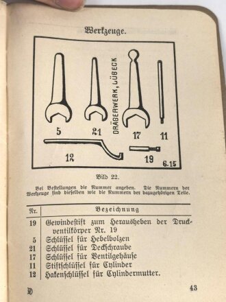 1. Weltkrieg, "Feld-Anweisung - Selbstretter Dräger Tübben" datiert 1915, 48 Seiten, DIN A6