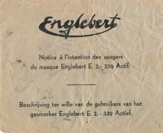 Belgien/Frankreich, Bedienungsanleitung für die Gasmaske Englebert E. 2.-239 Actif aus der Zeit des 2. Weltkrieges, DIN A4 und Briefumschlag
