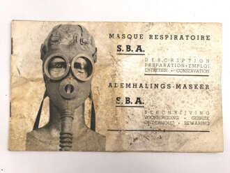 Belgien/Frankreich, Gebrauchsanweisung für die S.B.A. Atmeschutzmaske aus den 1930er Jahren, 23 Seiten, DIN A5