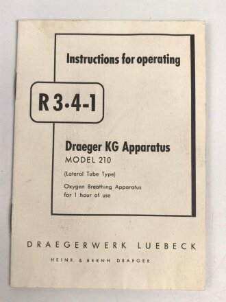 Drägerwerk, "Instructions for operating"...