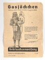 Luftschutz Gebrauchsanweisung "Gasjäckchen für Kleinkinder", 4 Seiten, DIN A5, eingerissen, Druckvermerk von 1944