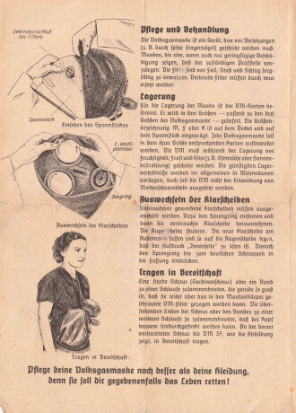 "Die deutsche Volksgasmaske VM 37" Gebrauchsanweisung DIN A6