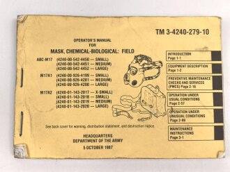 U.S. Technical Manual 3-4240-279-10 "Mask, Chemical-Biological: Field " October 1987, DIN A6