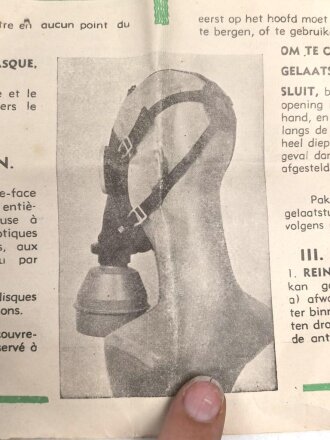 Belgien, Gebrauchsanweisung für die zivile Gasmaske Typs L.702, ca. DIN A5
