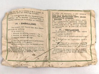 Belgien, Gebrauchsanweisung für die zivile Gasmaske Typs L.702, ca. DIN A5