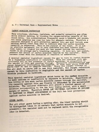 U.S. "Supplementary Notes on universal Gas Masks", DIN A4 with envelope