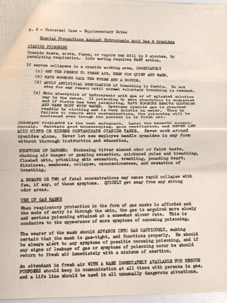 U.S. "Supplementary Notes on universal Gas Masks", DIN A4 with envelope