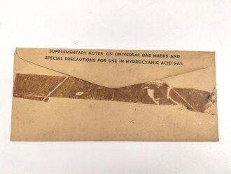 U.S. "Supplementary Notes on universal Gas Masks", DIN A4 with envelope