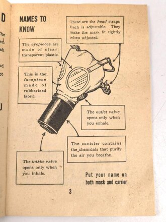 U.S.  WWII booklet "Your Gas Mask", DIN A6