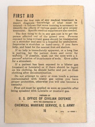 U.S.  WWII booklet "Your Gas Mask", DIN A6