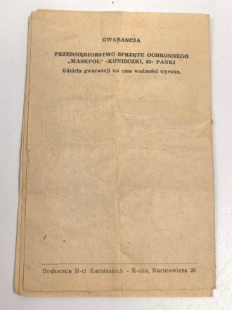 Polen, Bedienungsanleitung für einen Mehrstoff-Atemfilter des Types FP 23/1-IV/W, 11 Seiten, DIN A6