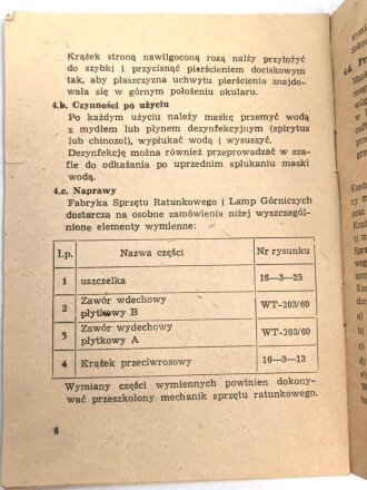 Polen, Bedienungsanleitung für eine Industrieschutzmaske mit Kapuze vom Typ MP-6, 7 Seiten, DIN A6
