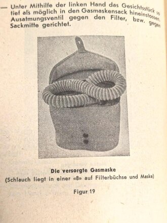 Schweizerische Armee " Die Gasmaske 53" datiert 1957, 55 Seiten, DIN A6
