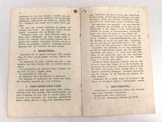 Schweden, Bescheibung einer Zivilschutz-Gasmaske von der Firma Birger Carlson aus Stockholm " datiert 1938, 8Seiten, DIN A6