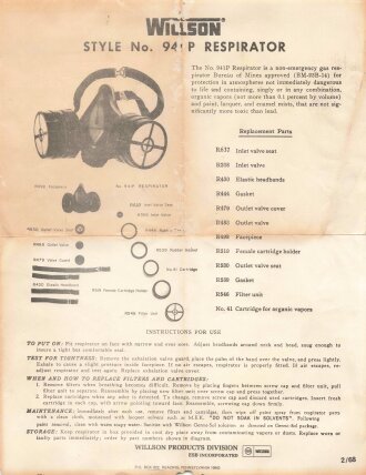 U.S. "Style No. 941P Respirator" DIN A4