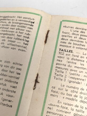 Belgien, Gebrauchsanweisung für die zivile Gasmaske Typs L.702, ca. DIN A5